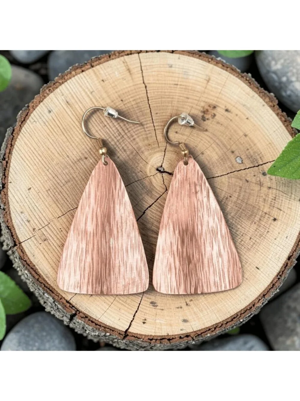Rustic Hammered Copper Teardrop Dangle Earrings - Bohemian Vintage Style Jewelry